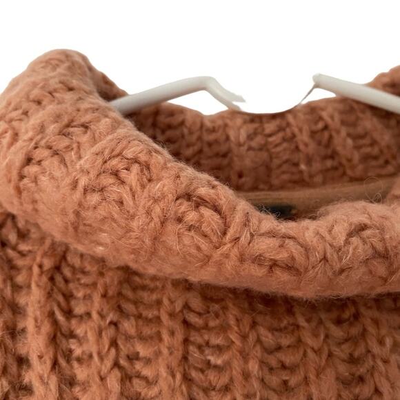 Free People Fluffy Fox Wool Alpaca Papaya Sweater Size Medium Rust Orange - Picture 5 of 9